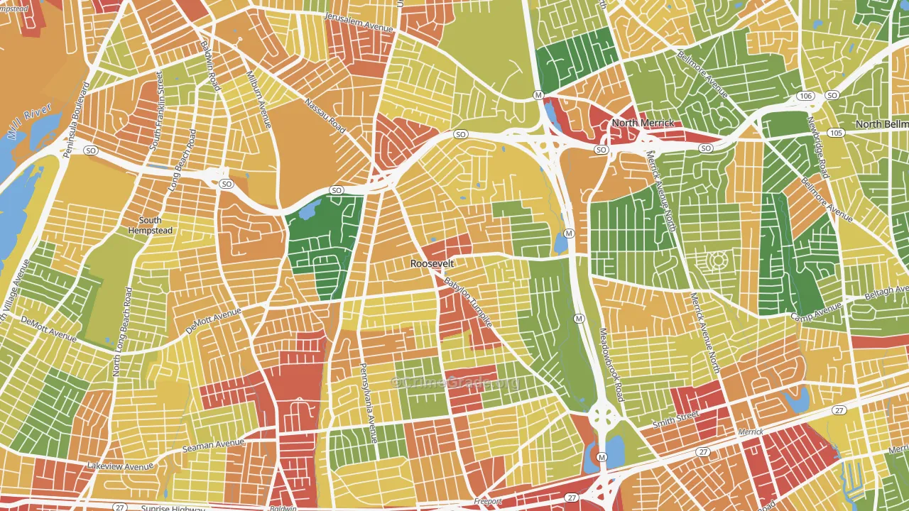 Roosevelt, NY Map of Theft Rates
