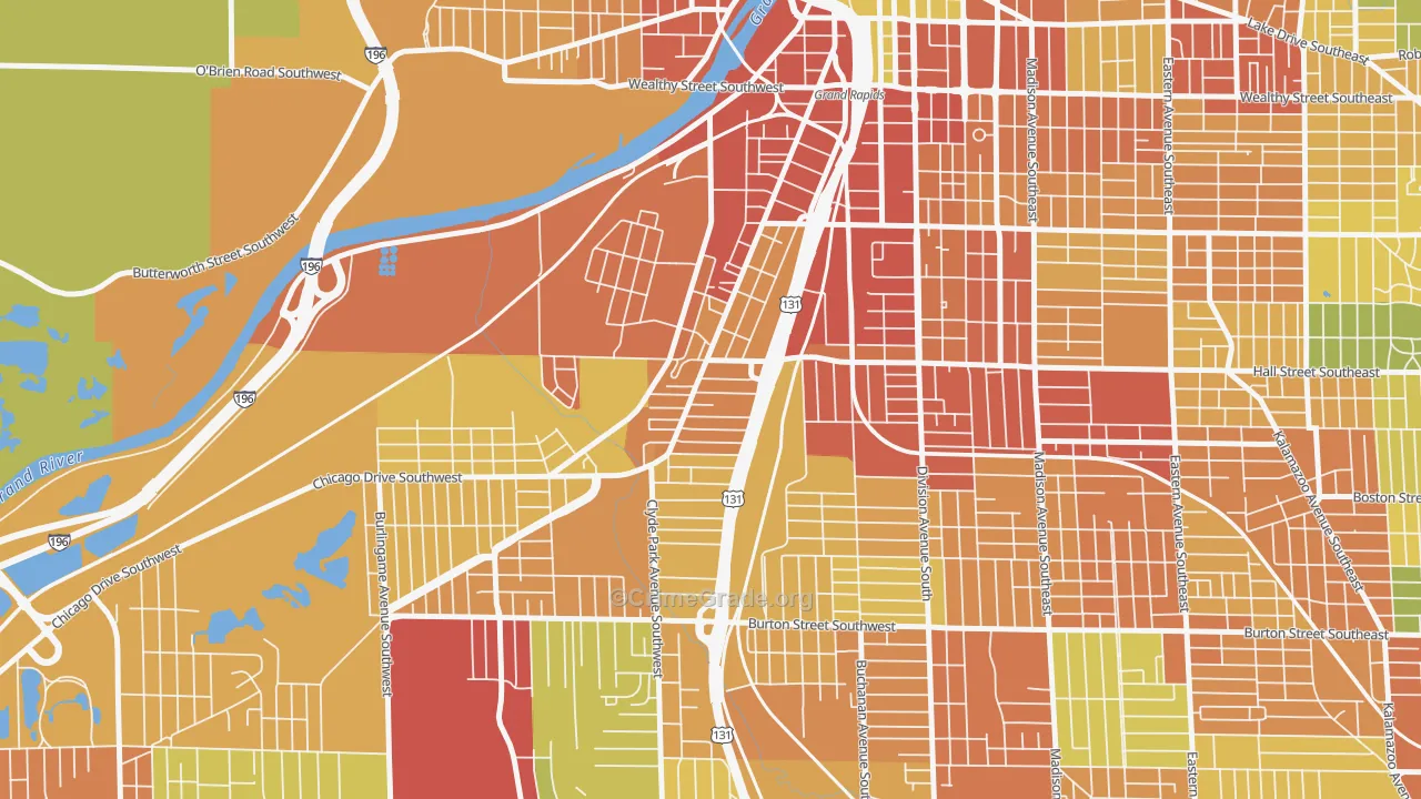 Roosevelt Park, Grand Rapids, MI Map of Theft Rates