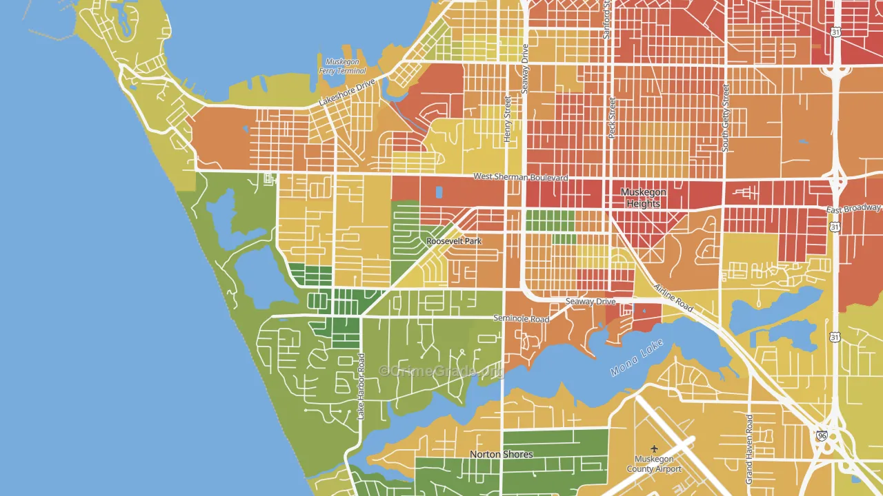 Roosevelt Park, MI Map of Theft Rates