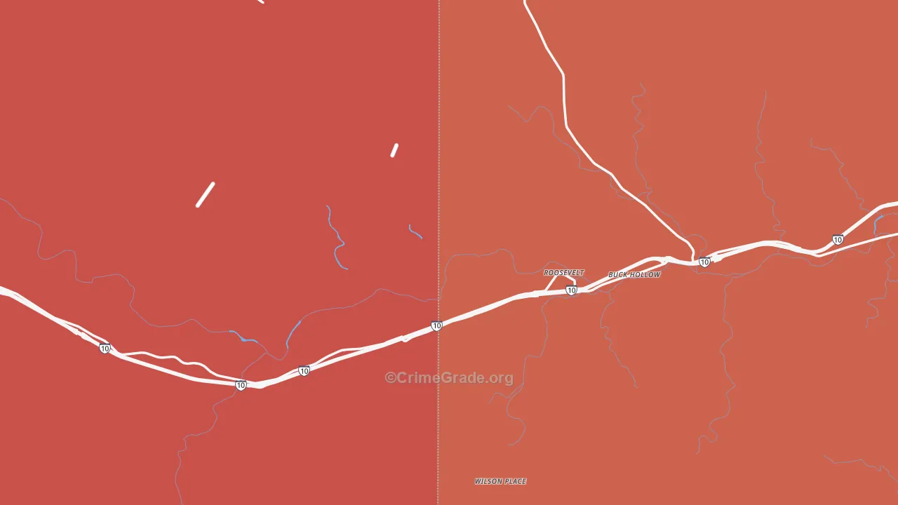 Roosevelt, TX Map of Theft Rates