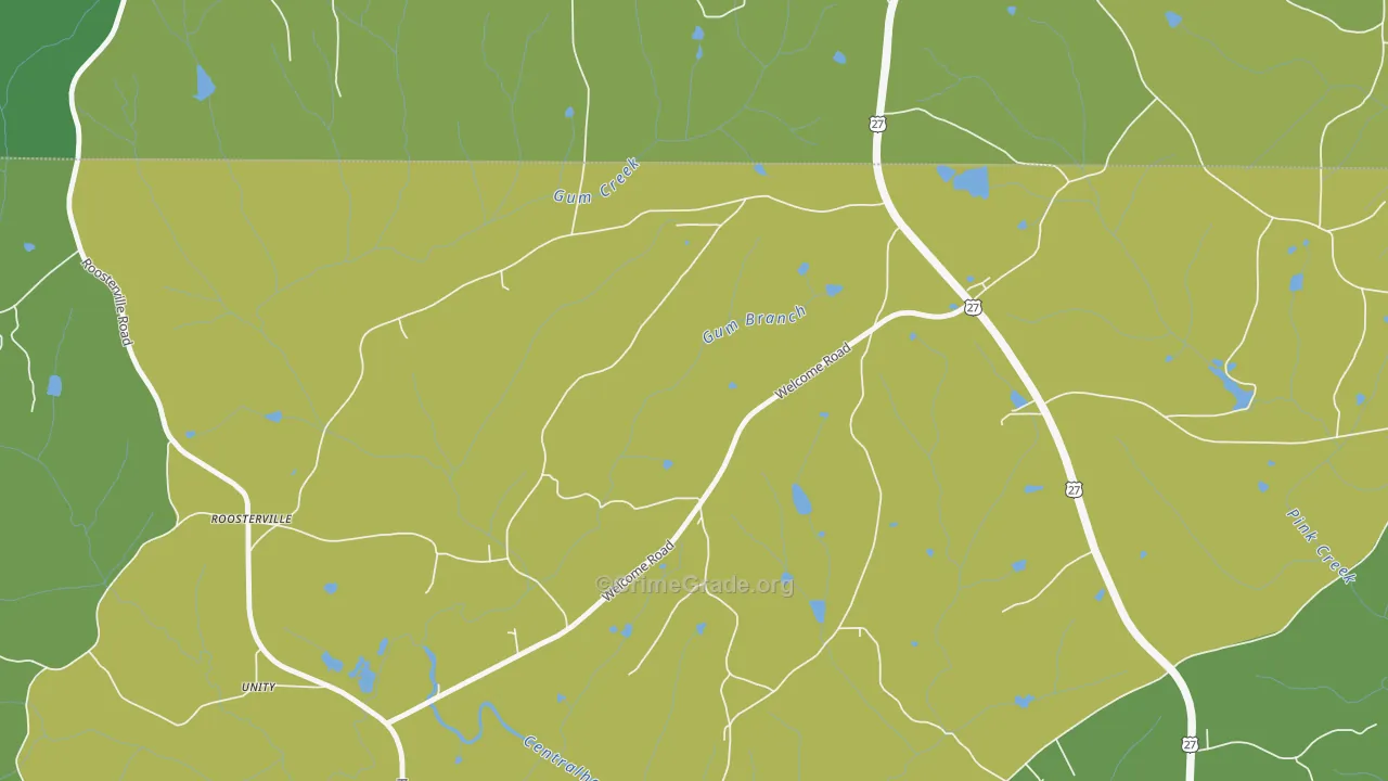 Roosterville, GA Map of Theft Rates