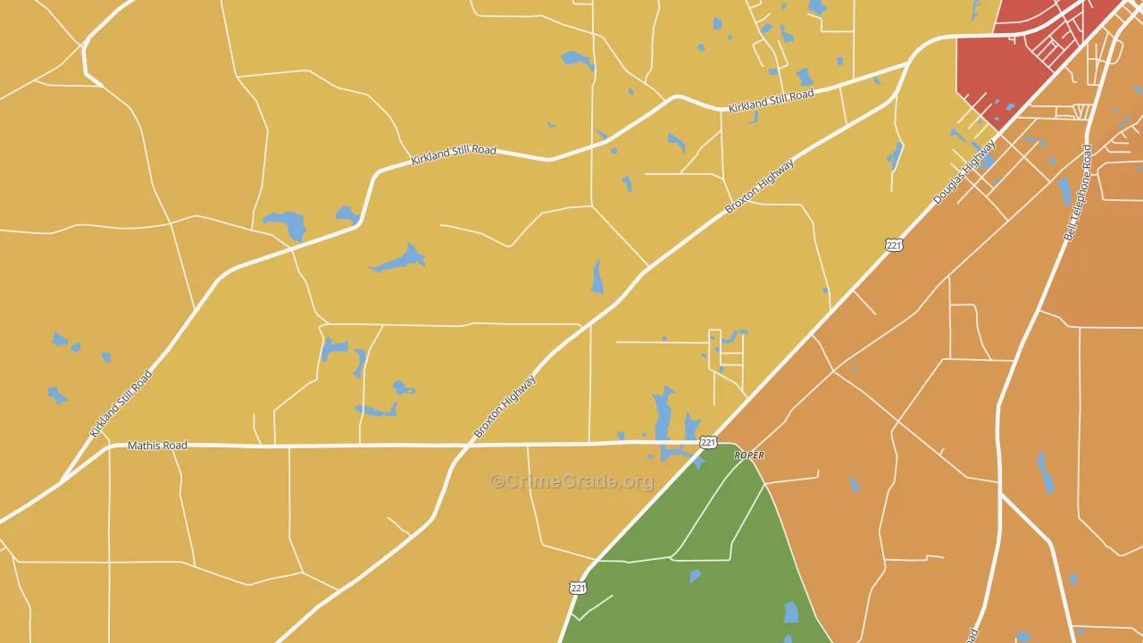 Roper, GA Map of Theft Rates