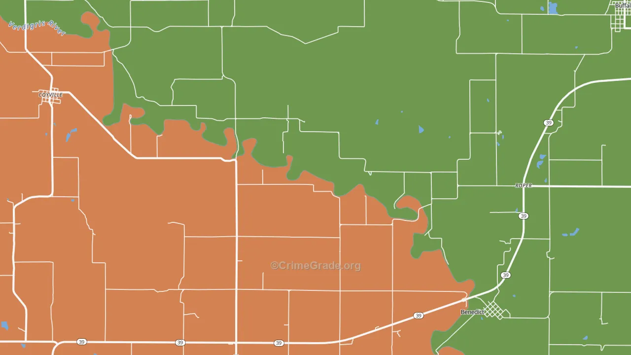 Roper, KS Map of Theft Rates