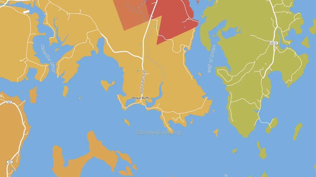 Roque Bluffs, ME Map of Theft Rates