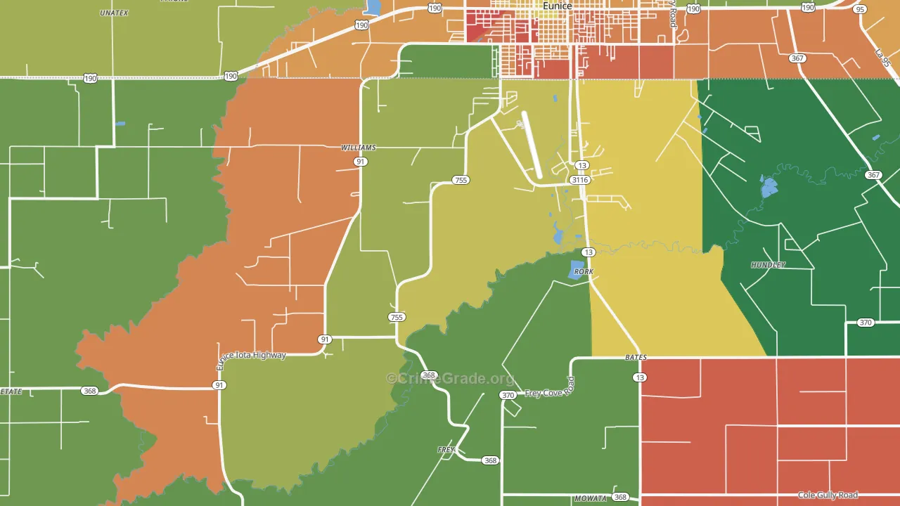 Rork, LA Map of Theft Rates