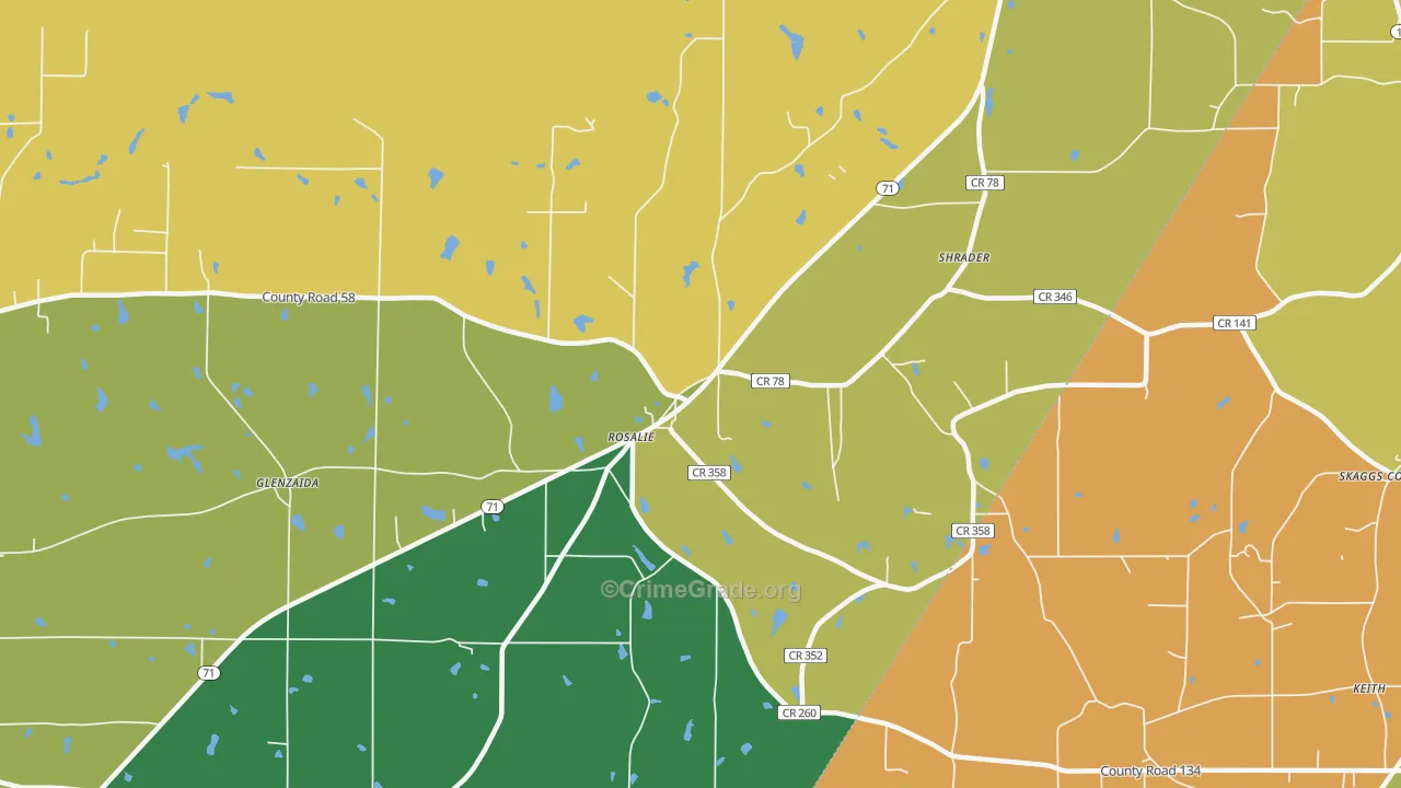 Rosalie, AL Map of Theft Rates