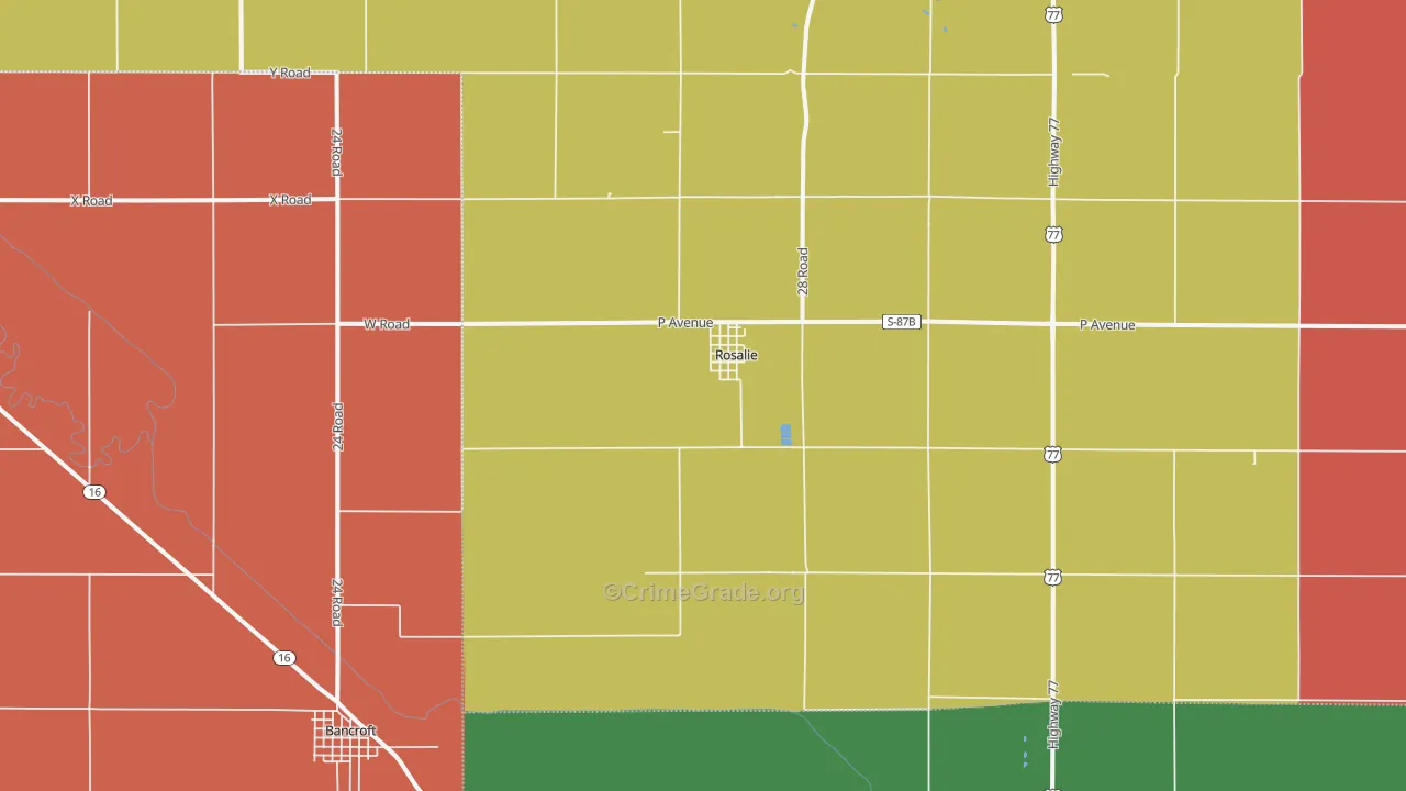 Rosalie, NE Map of Theft Rates