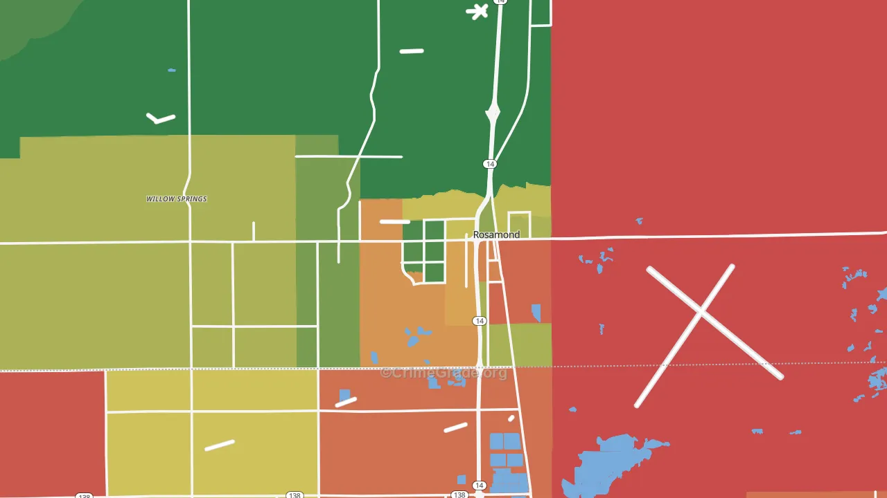 Rosamond, CA Map of Theft Rates