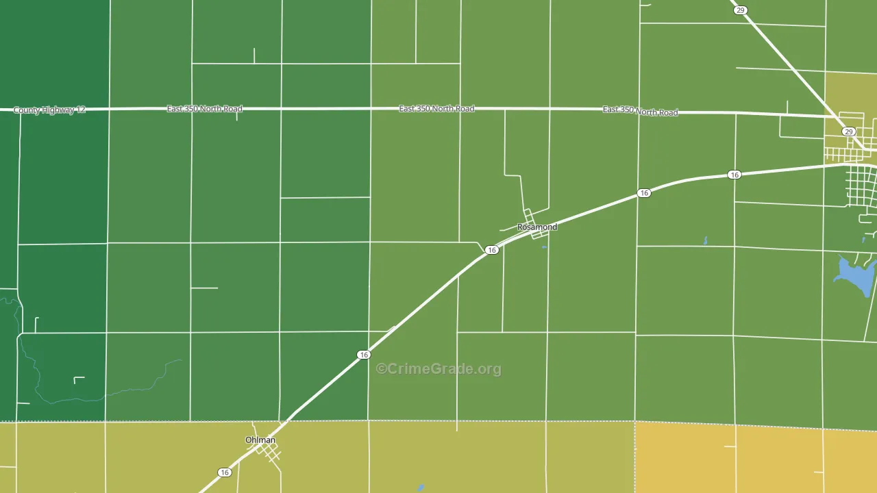 Rosamond, IL Map of Theft Rates