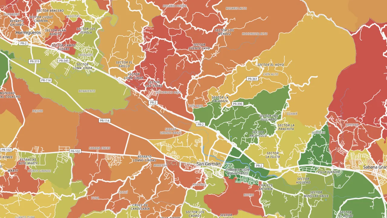 Rosario, PR Map of Theft Rates