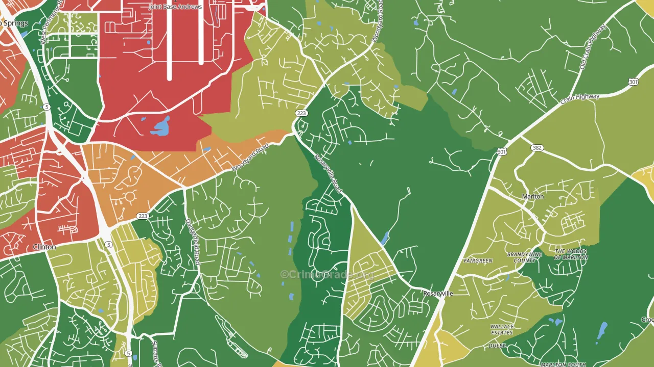 Rosaryville, MD Map of Theft Rates