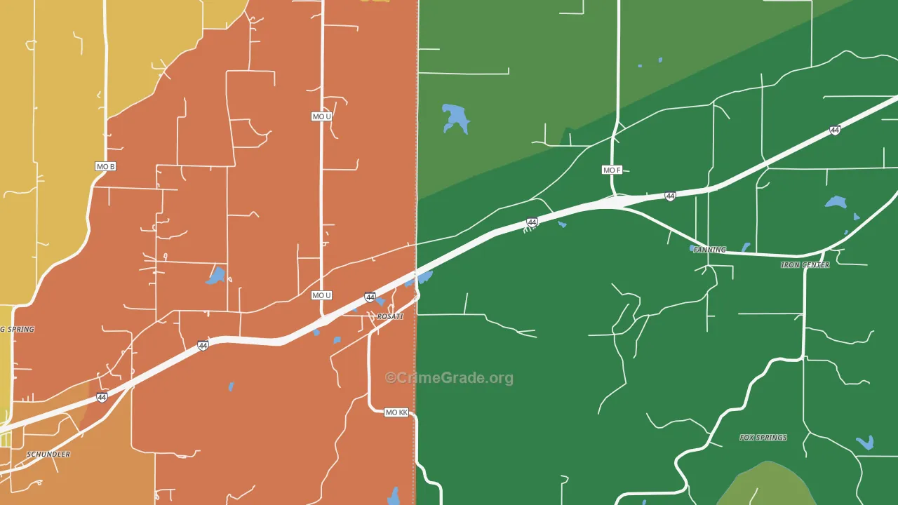Rosati, MO Map of Theft Rates