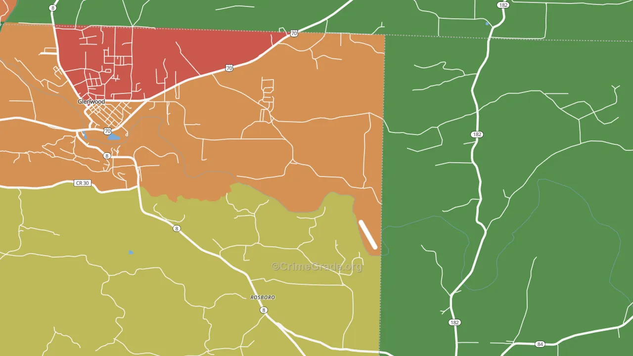 Rosboro, AR Map of Theft Rates