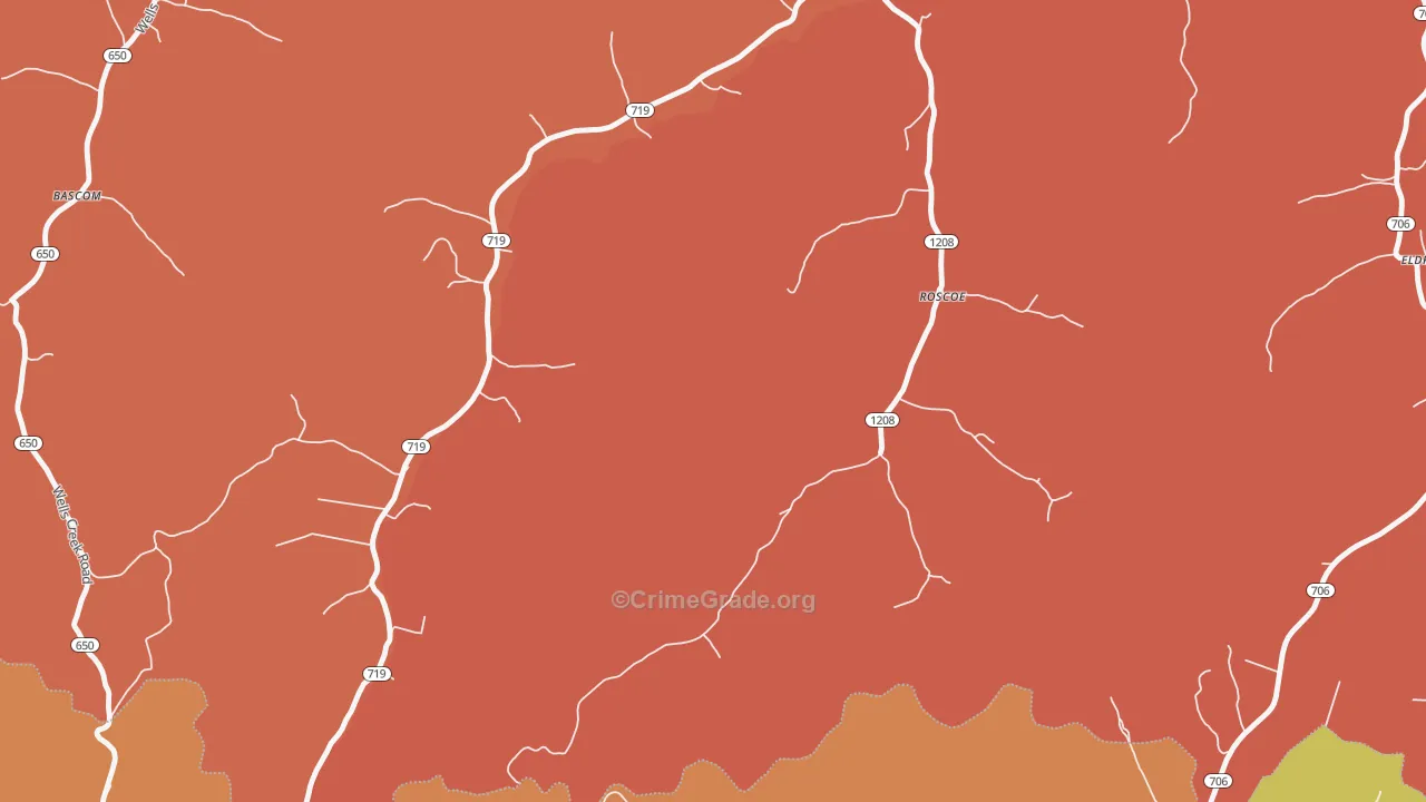 Roscoe, KY Map of Theft Rates