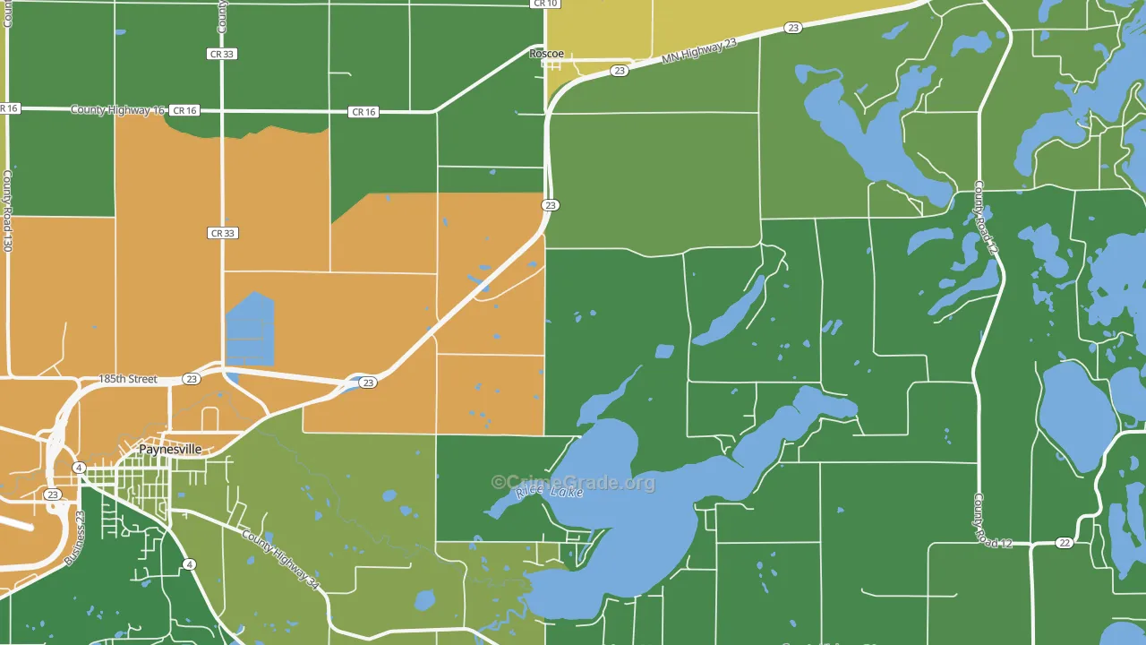 Roscoe, MN Map of Theft Rates