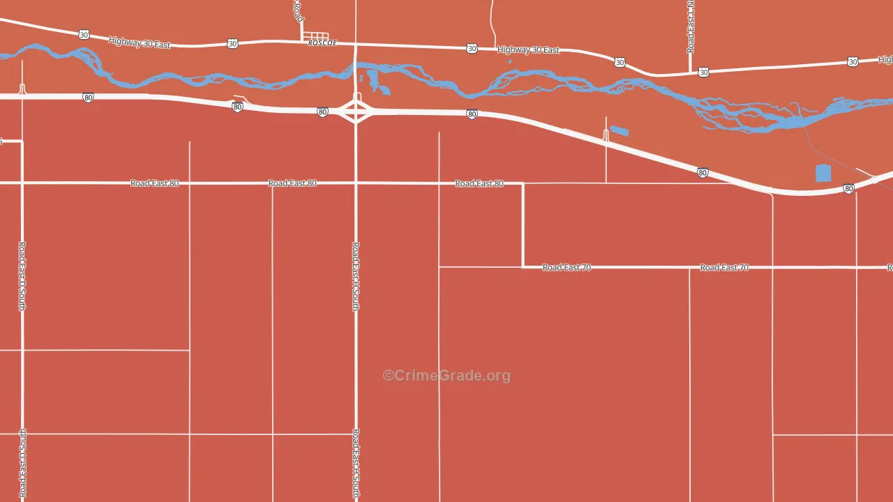 Roscoe, NE Map of Theft Rates