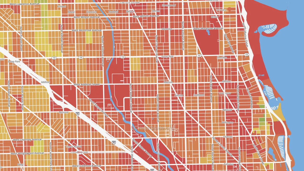 Roscoe Village, Chicago, IL Map of Theft Rates