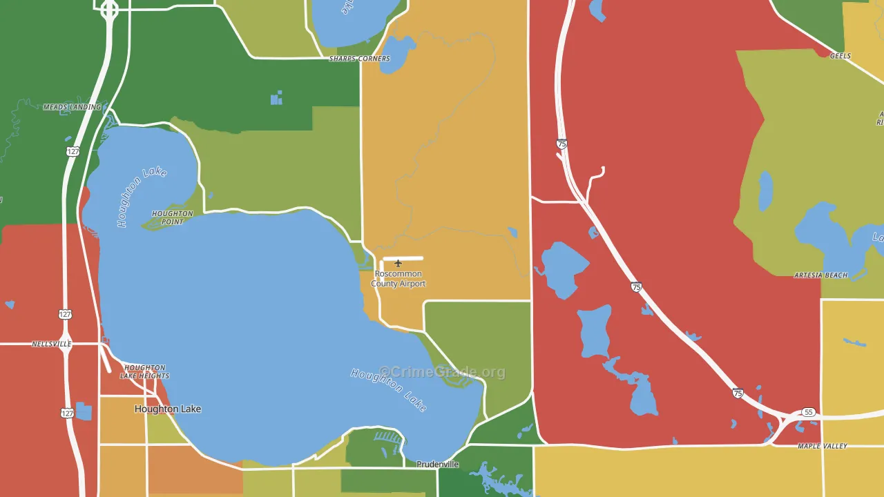 Roscommon County, MI Map of Theft Rates