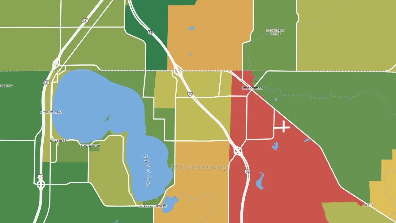 Roscommon, MI Map of Theft Rates