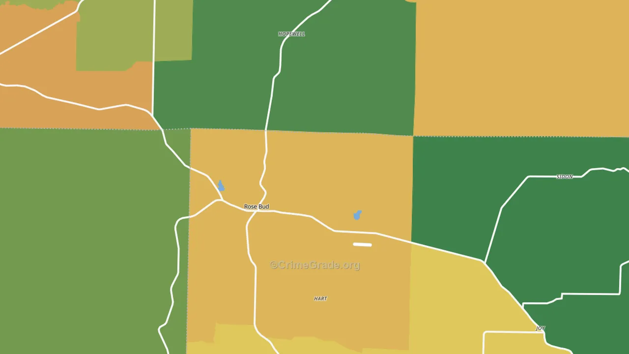 Rose Bud, AR Map of Theft Rates