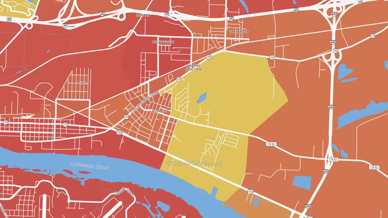 Rose City, AR Map of Theft Rates