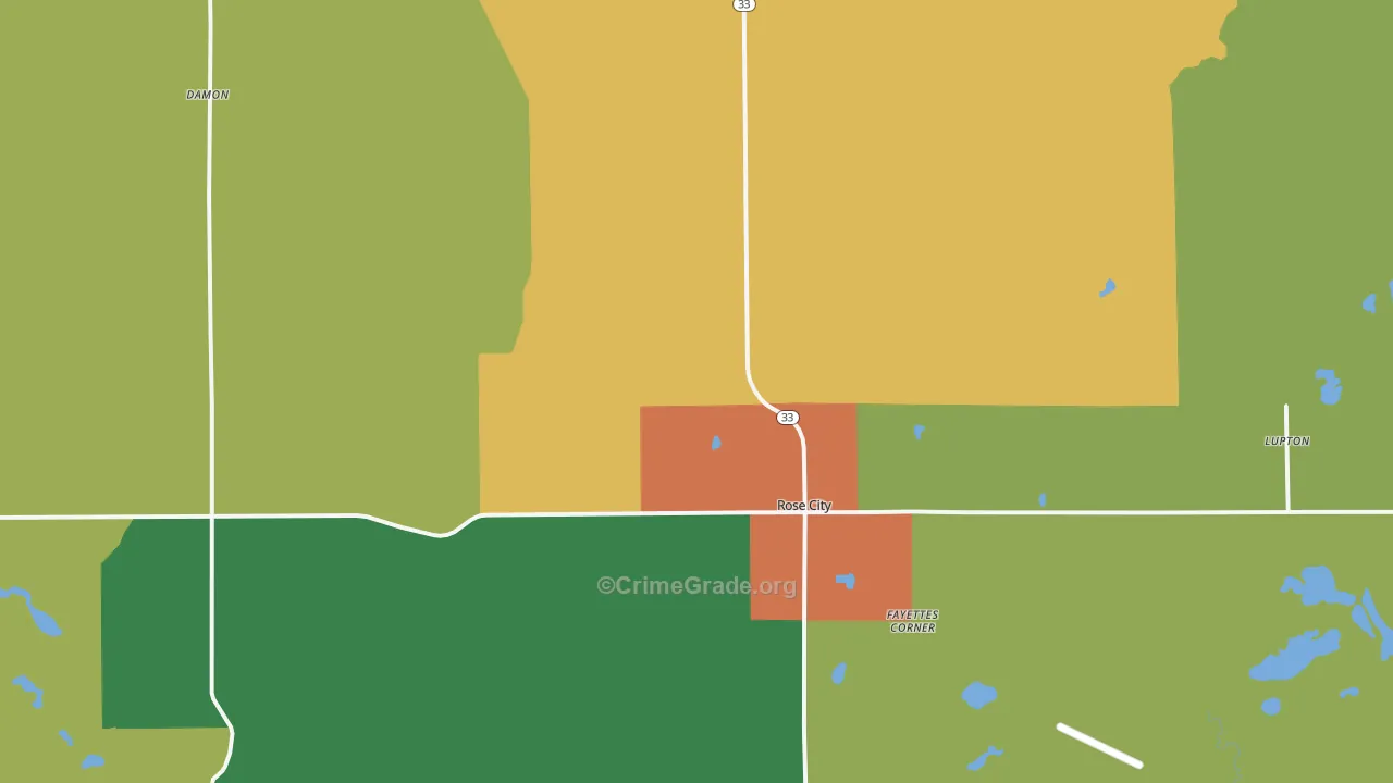 Rose City, MI Map of Theft Rates