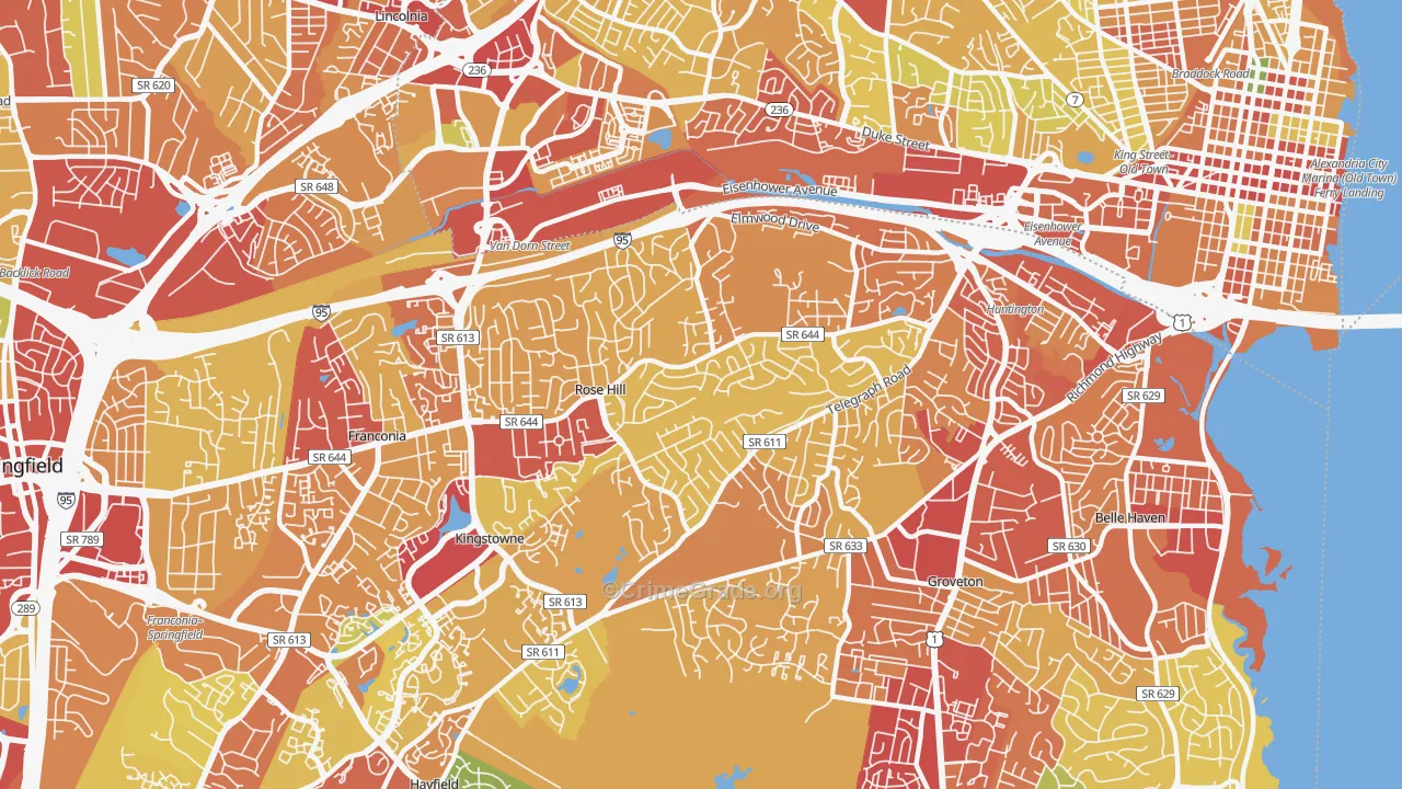 Rose Hill, Alexandria, VA Map of Theft Rates