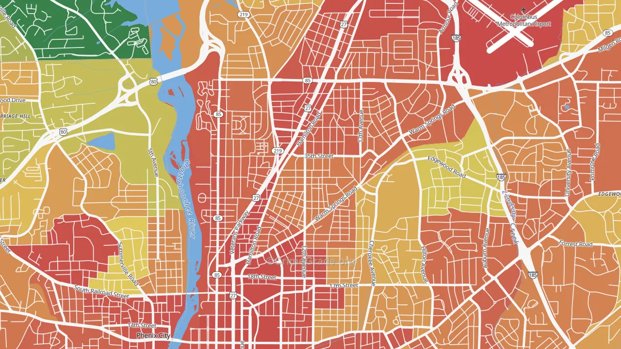 Rose Hill, Columbus, GA Map of Theft Rates
