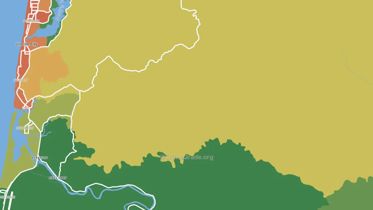 Rose Lodge, OR Map of Theft Rates