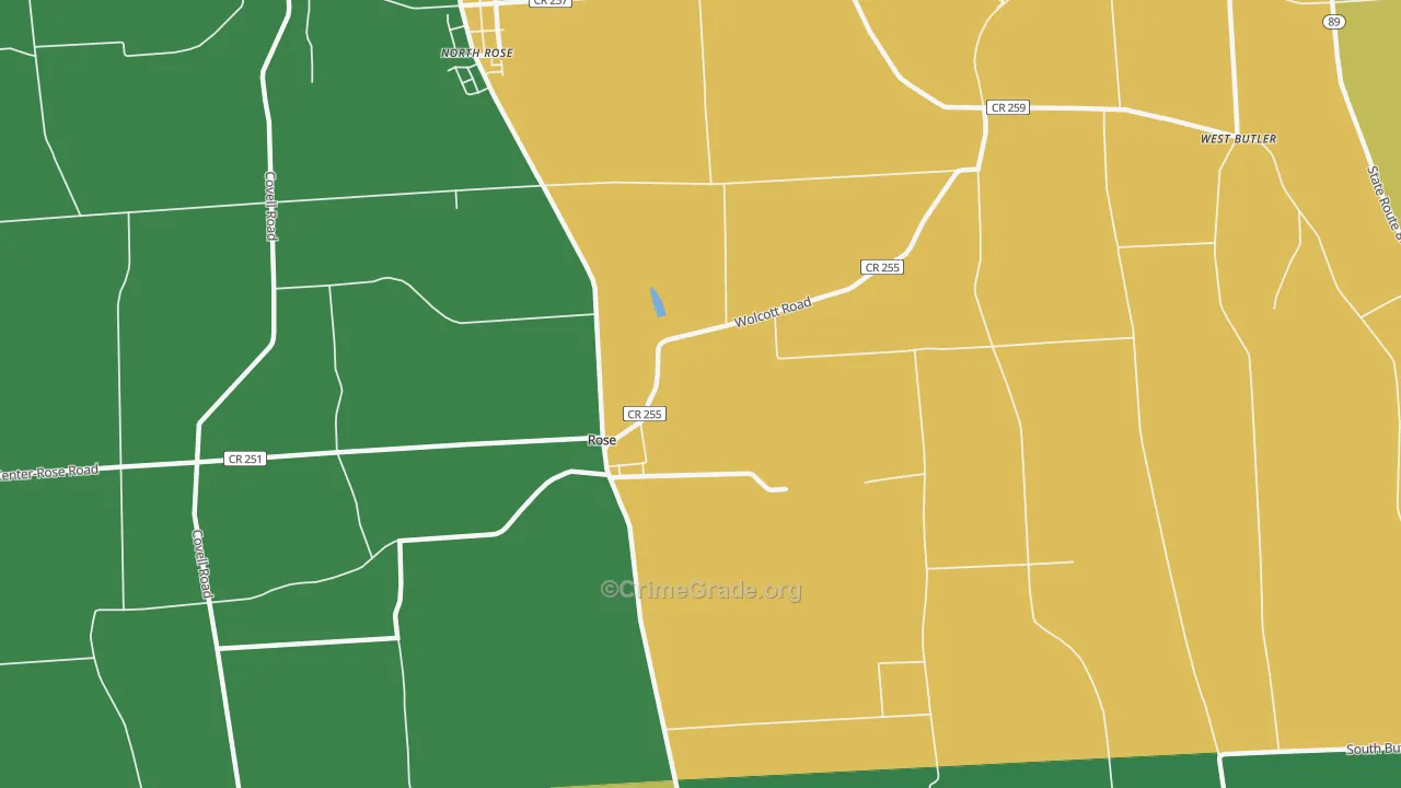Rose, NY Map of Theft Rates