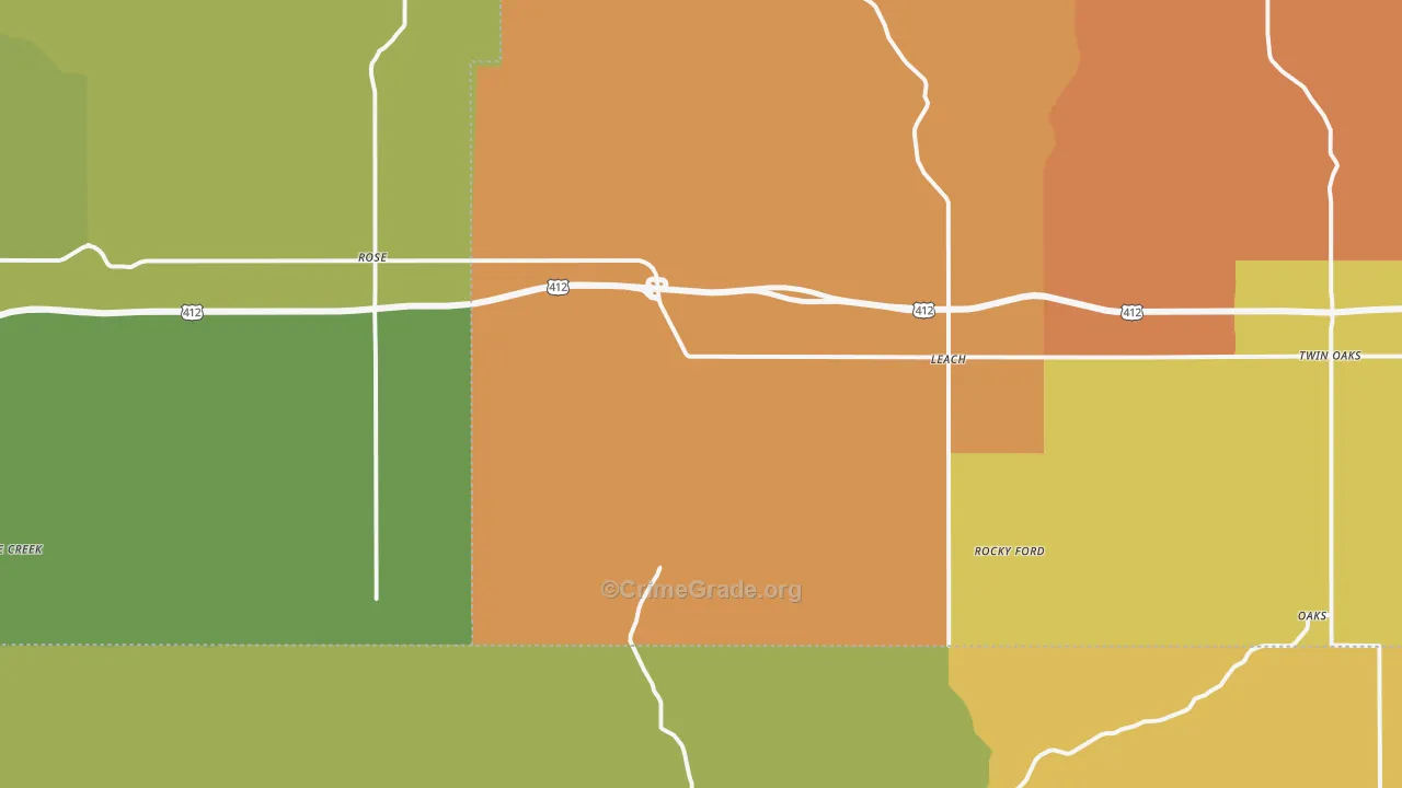 Rose, OK Map of Theft Rates