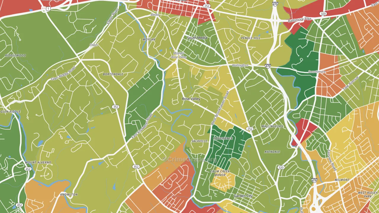 Rose Valley, PA Map of Theft Rates
