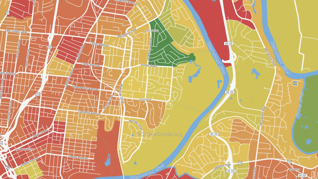 Rosebank, Nashville, TN Map of Theft Rates