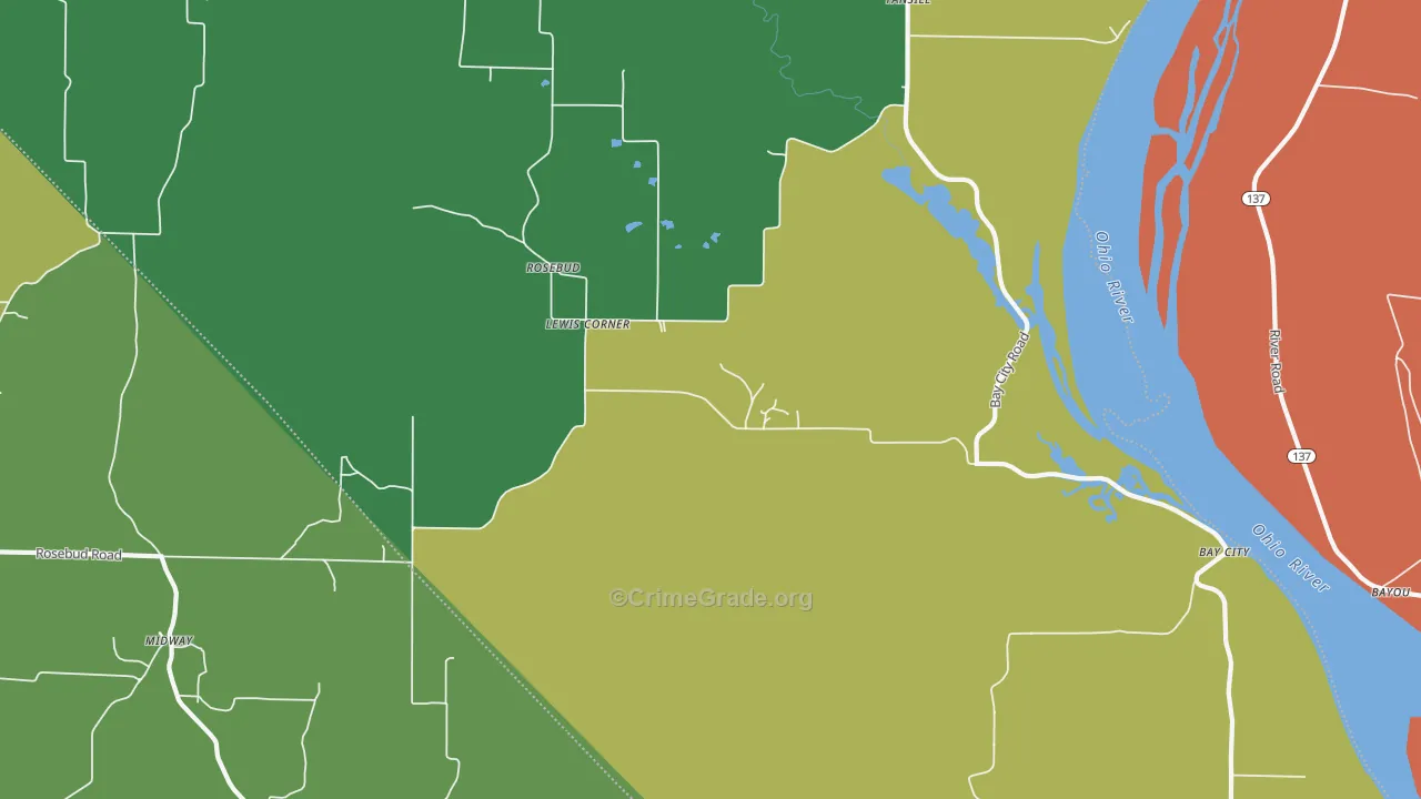 Rosebud, IL Map of Theft Rates