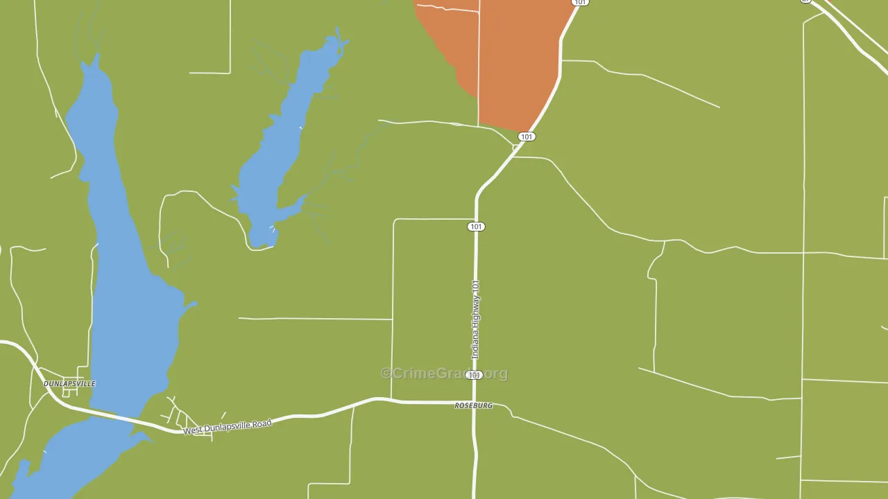 Roseburg, IN Map of Theft Rates