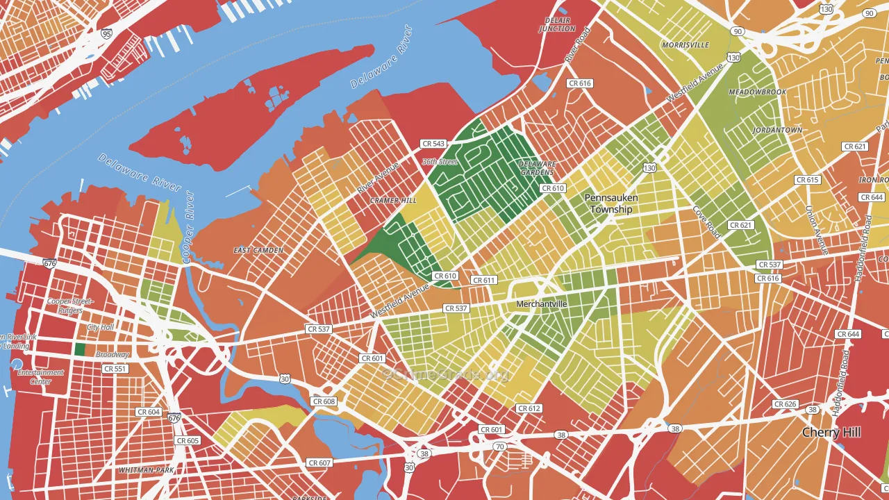Rosedale, Camden, NJ Map of Theft Rates