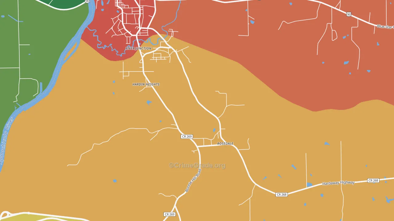 Rosedale, FL Map of Theft Rates