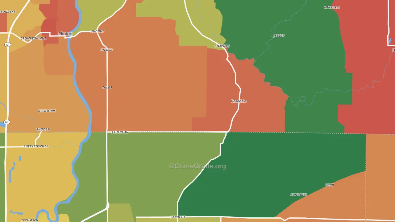 Rosedale, IN Map of Theft Rates