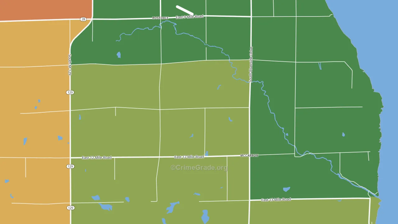 Rosedale, MI Map of Theft Rates