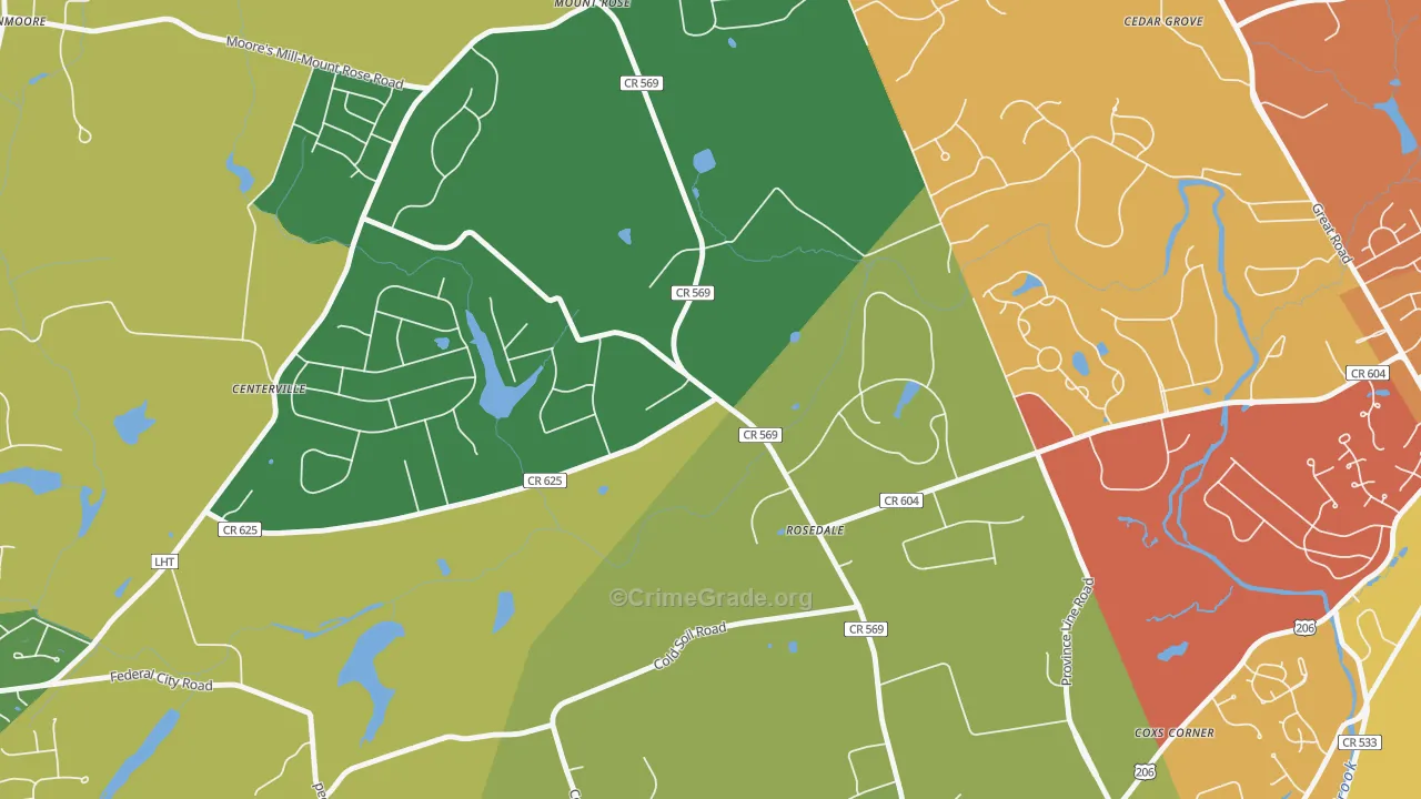 Rosedale, NJ Map of Theft Rates