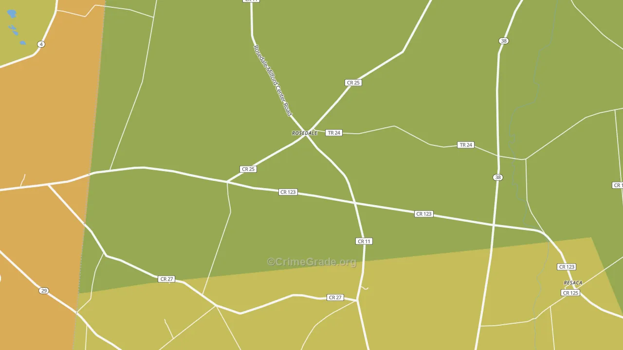 Rosedale, OH Map of Theft Rates