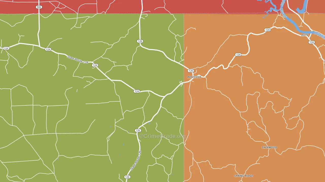 Rosefield, LA Map of Theft Rates