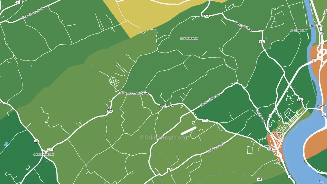 Roseglen, PA Map of Theft Rates