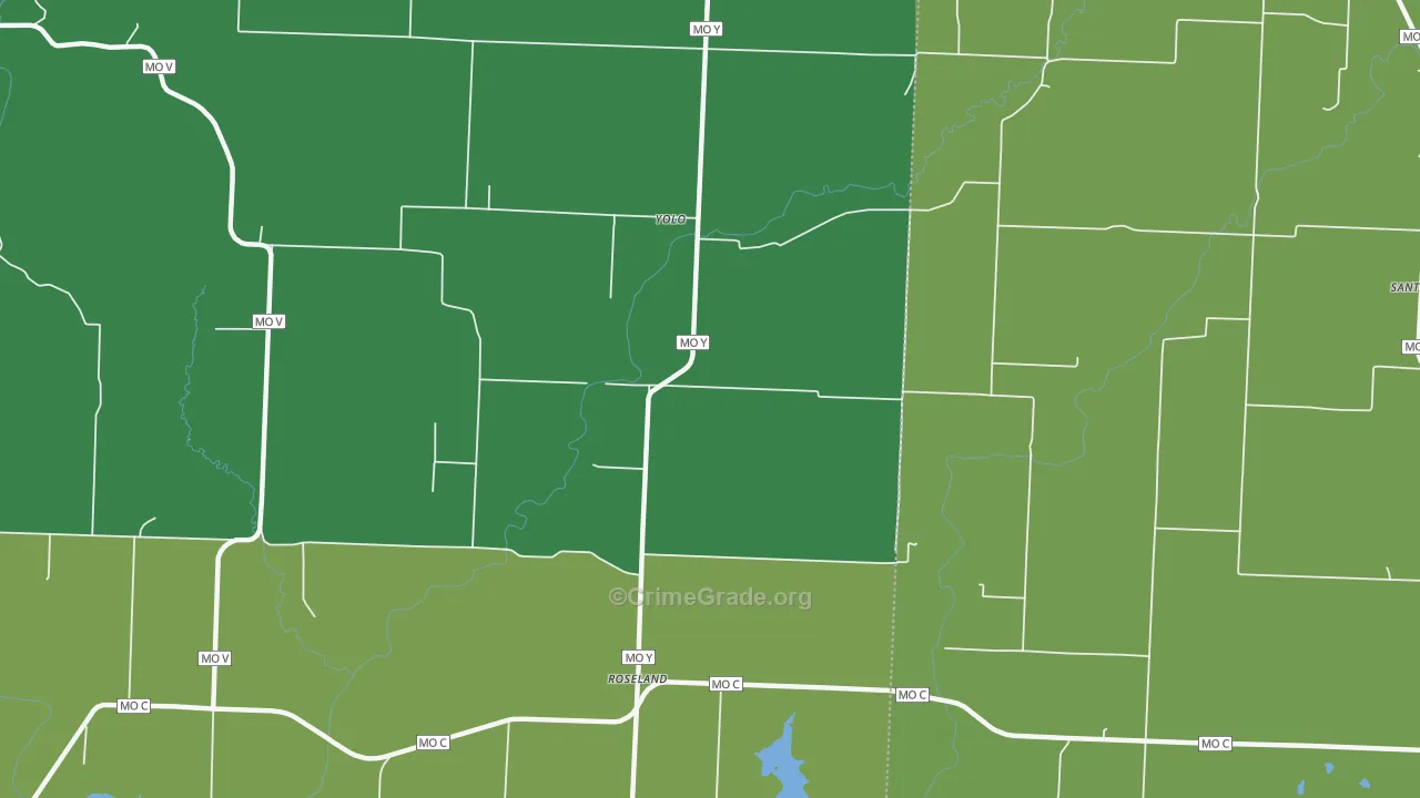 Roseland, MO Map of Theft Rates