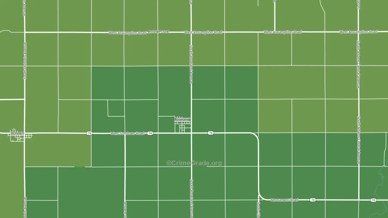 Roseland, NE Map of Theft Rates