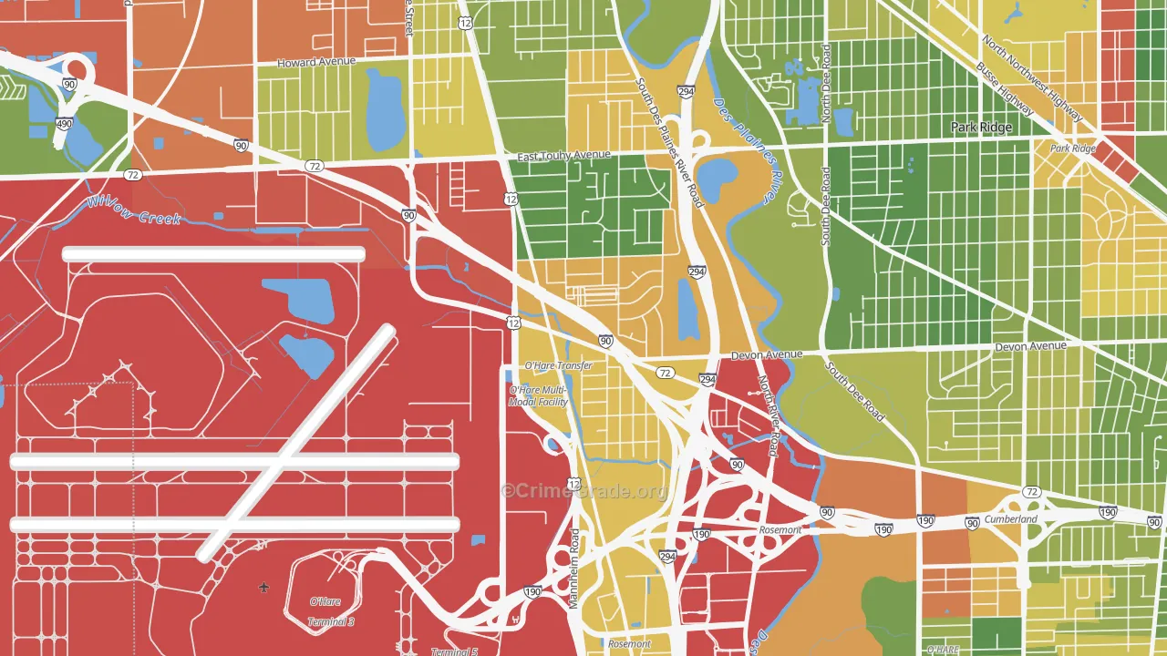 Rosemont, IL Map of Theft Rates