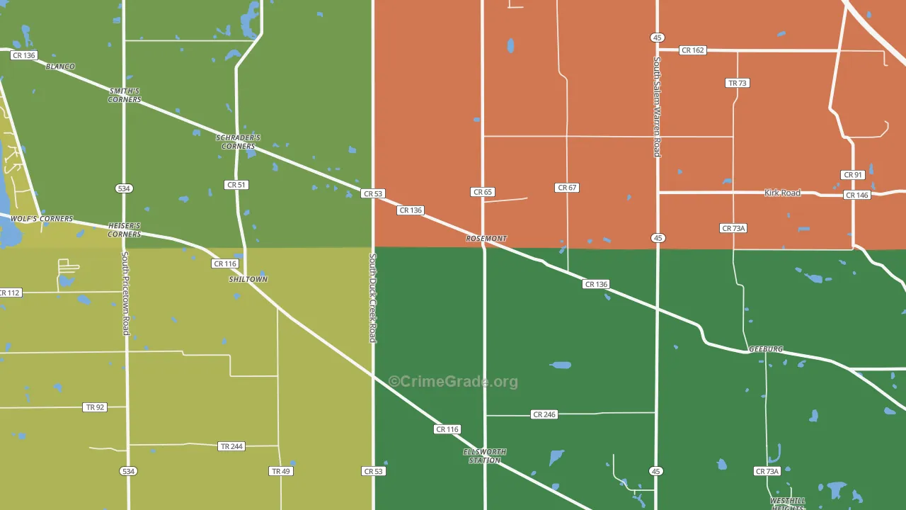 Rosemont, OH Map of Theft Rates