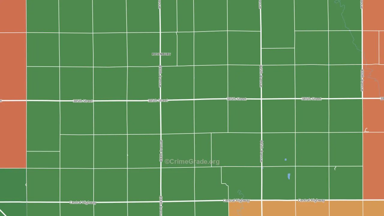 Rosenburg, NE Map of Theft Rates