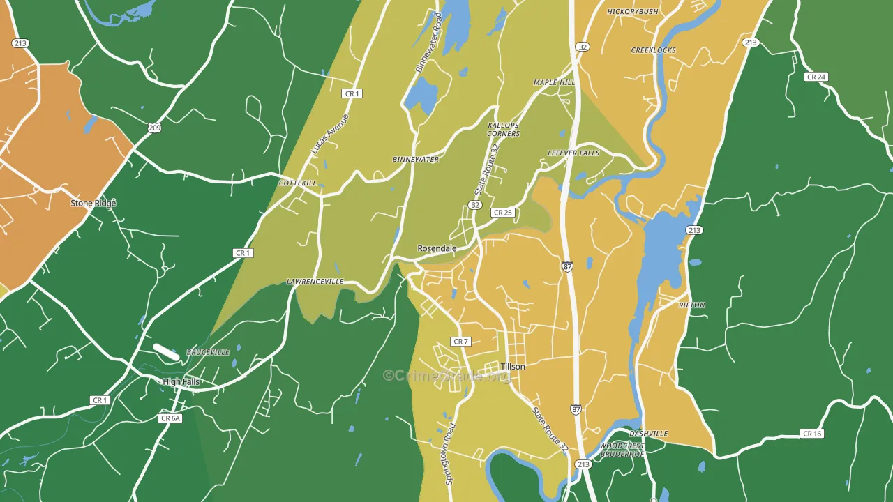 Rosendale, NY Map of Theft Rates