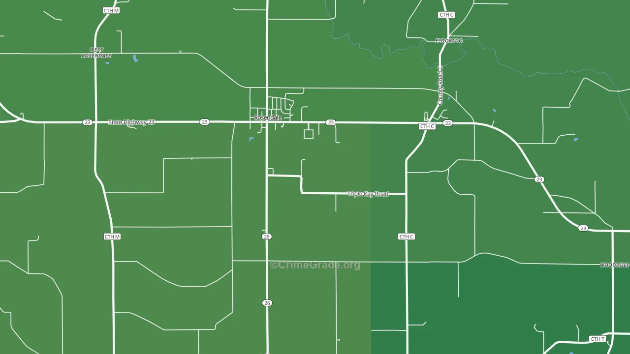 Rosendale, WI Map of Theft Rates